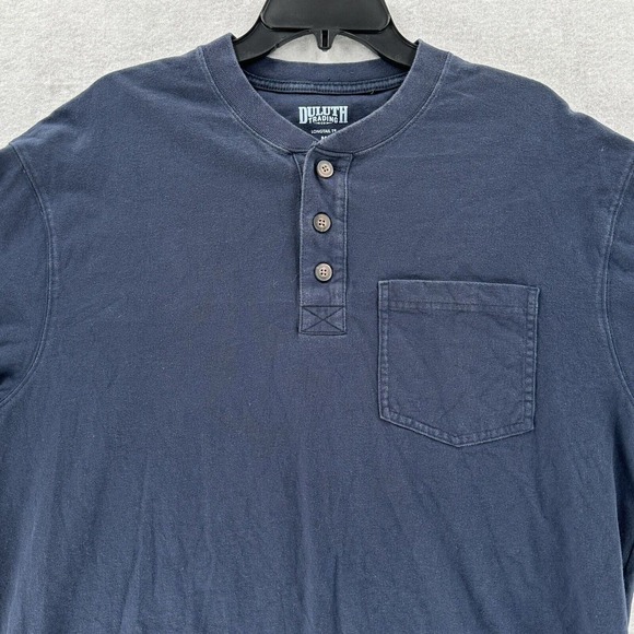 Duluth Trading Company Blue Long Sleeve Cotton Henley Shirt Mens Medium‎ - Picture 3 of 9